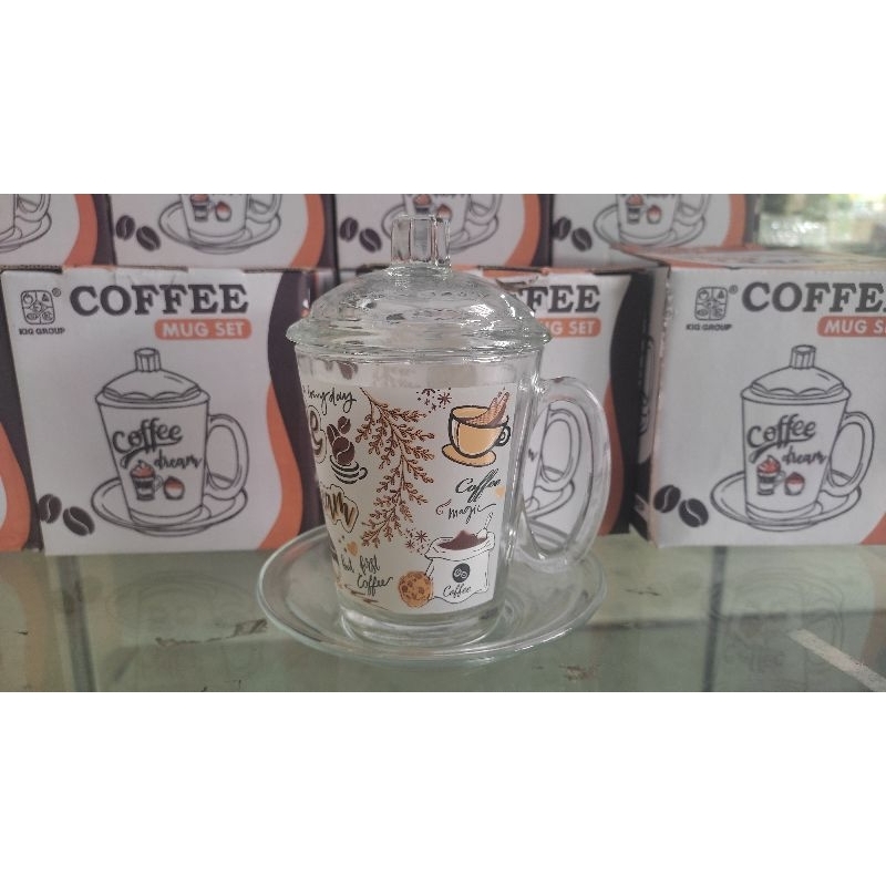 GELAS KACA TUTUP KOPI