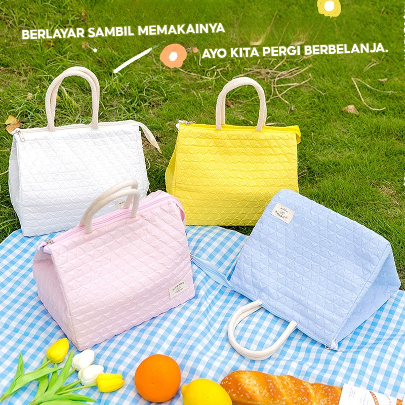 Aluminium Foil Lunch Waterproof Tas Gaya Box Cooler Makanan Bekas Fashion Korea CANDY Berkapasitas B