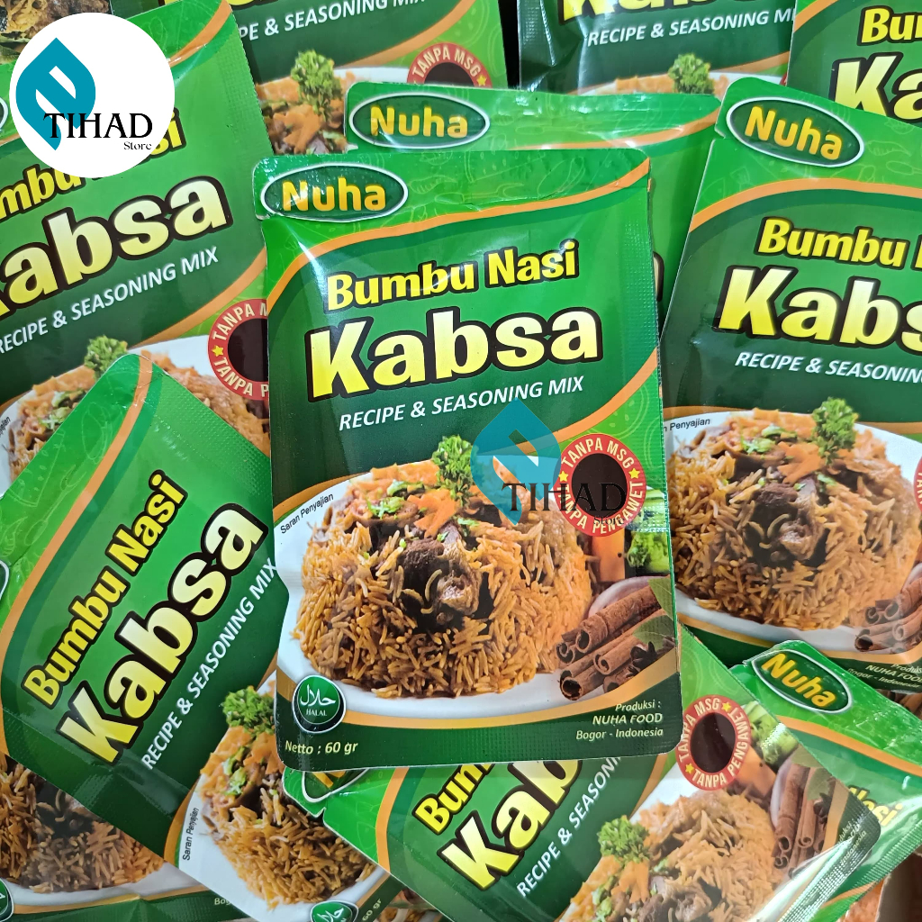 

Bumbu Nasi KABSA Instant Bumbu Nasi Kabsa Sachet ORIGINAL 100% NON MSG & PENGAWET 60gr - NUHA FOOD
