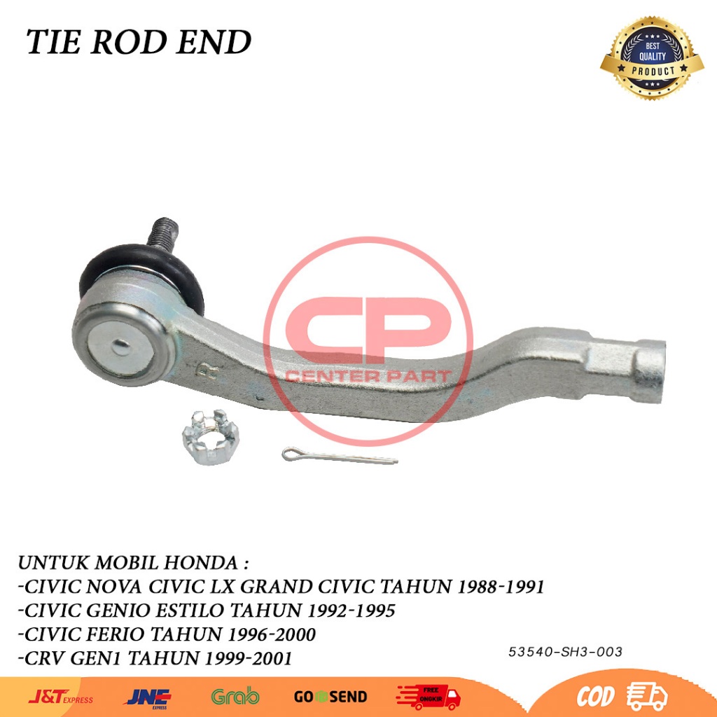 Tie Rod End Tirod Terod Bola Stir Honda  Civic Nova Nouva Civic Lx Grand Civic 1988 1989 1990 1991 G