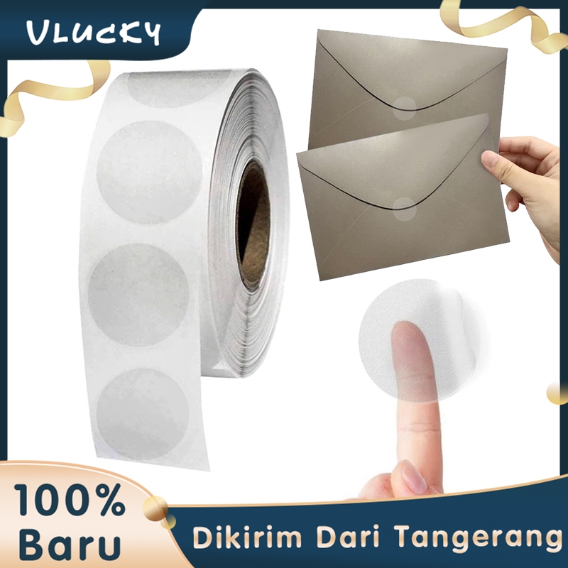 

1 Roll Sticker Segel Isi 1000 Transparent Round Clear Stickers Envelope Sealing Tag DIY Gifts
