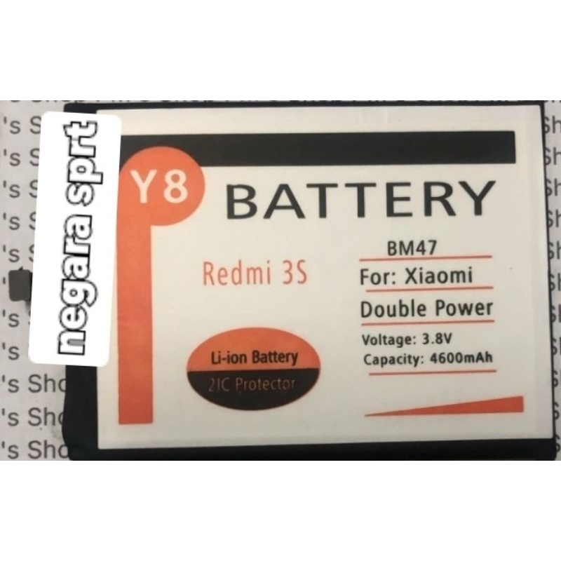 BATRE BATERAI DOUBLE POWER XIAOMI REDMI 3S BM 47