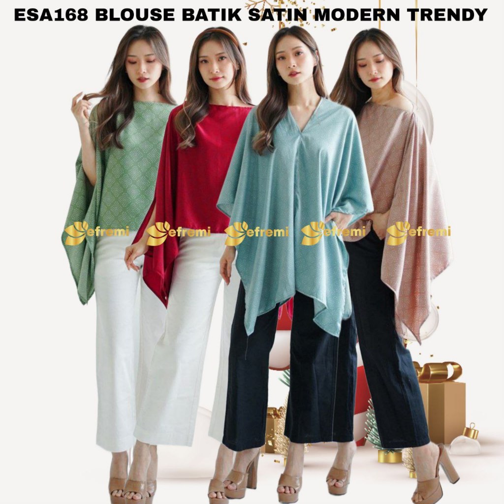 ESA168 BLOUSE BATIK SATIN PREMIUM/BLOUSE BATIK WANITA/BLOUSE BATIK SATIN/BLOUSE KONDANGAN