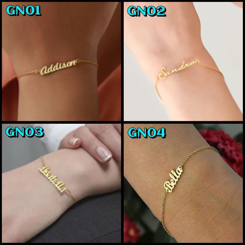 (Bisa COD) Gelang Nama Titanium Anak dan Dewasa Murah Gelang inisial Custom Handmade Termurah