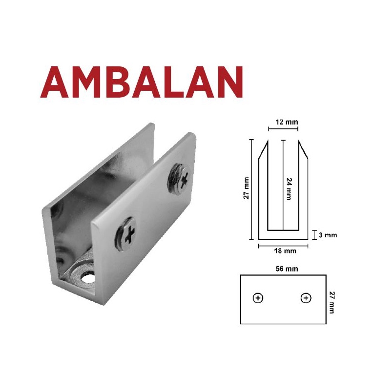 HJ6 Ambalan Klem Jepit Kaca 8  12 Mm Glass Clamp U Jepit Klem Kaca 12 Mm