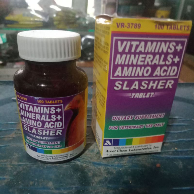 Slasher Suplemen Dopping Ori Import Vitamin Minerals Amino Acid Ayam Bangkok Ayam Laga 35tblets