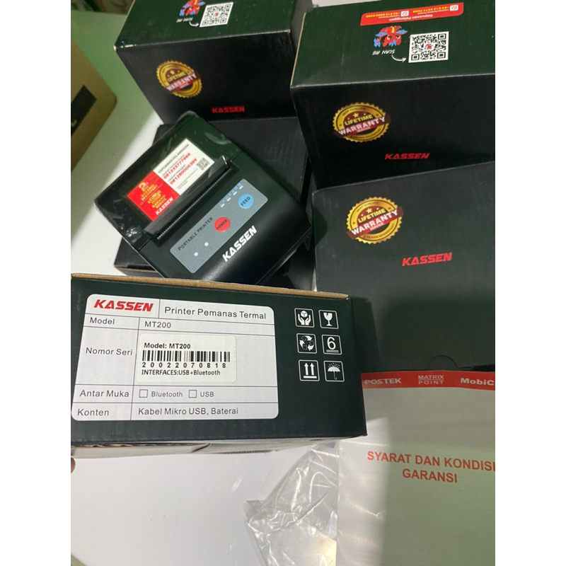 Printer Bluetooth, printer mini, printer kassen, kassen MT200, printer murah, free kertas termal 5bi