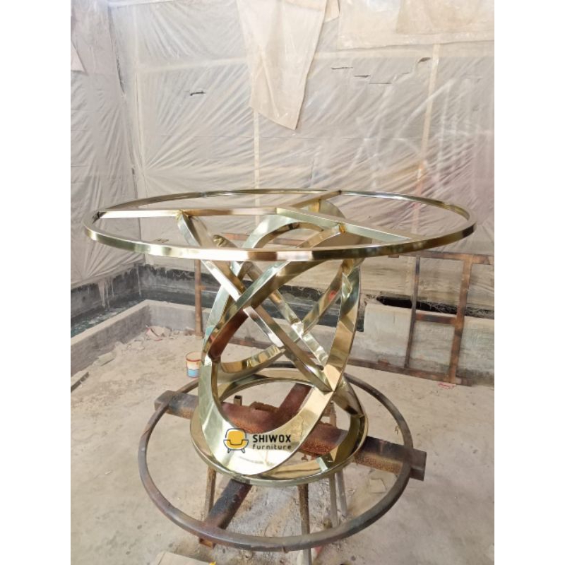 Kaki meja makan stainless modern/Meja makan kaki stainless bulat/rangka meja makan stainless gold