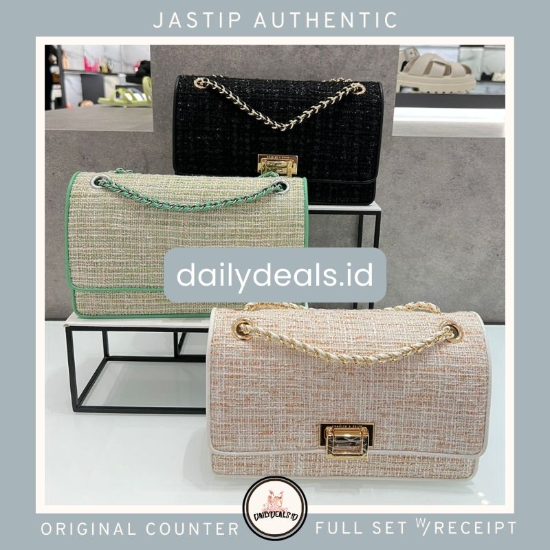 #2-20840069-12 Tweed Metallic - Jast[p] CK ORIGINAL COUNTER PUSH LOCK BAG TAS SHOULDER CHAIN STORE A