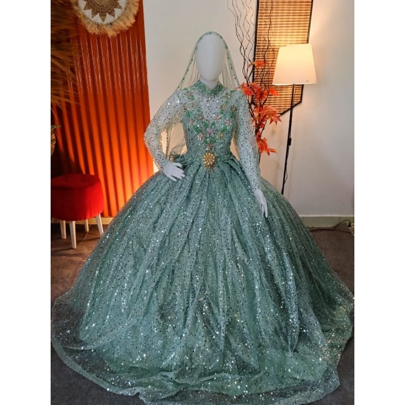 preloved gaun pengantin sage, second