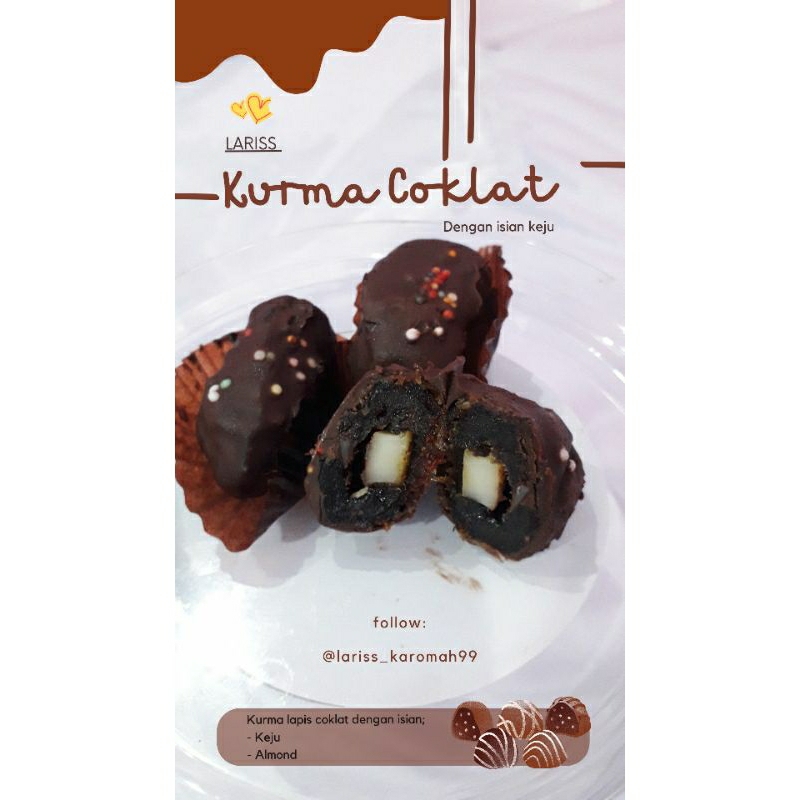 

Coklat Kurma Almond & Keju 250gr Best Seller Oleh-oleh haji & umroh original homemade 100% Best Seller Coklat isi Kurma Utuh