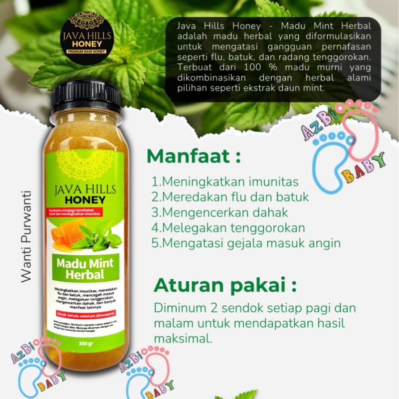 

Java hills Honey madu mint batuk flu asma sinusitus tbc sakit gigi polip masuk angin radang tenggorokan asli alami herbal bisa COD | javahills mumtaz herba