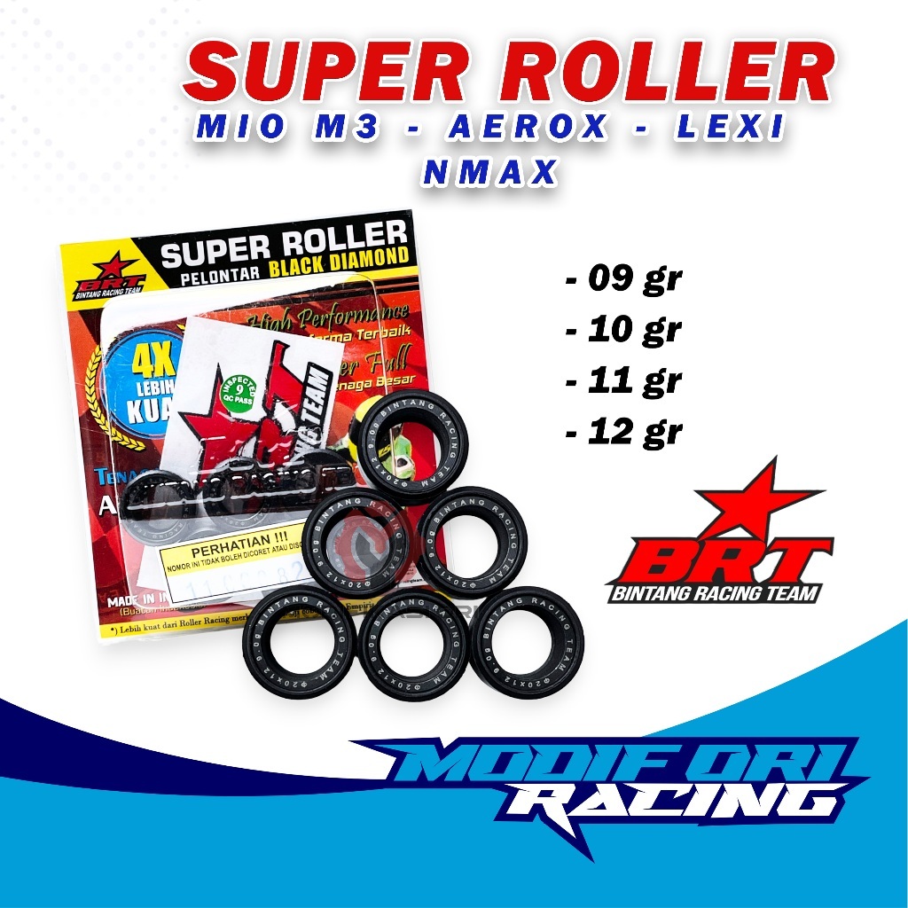 SUPER ROLLER BRT BLACK DIAMOND Mio s m3 Xeon Freego Soul GT X Ride Fino Nmax Aerox Lexi 125 155 Ori