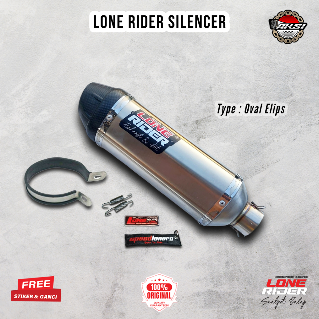 ORIGINAL LONE RIDER Silencer Oval Elips Cup Black - Knalpot Racing Lone Rider