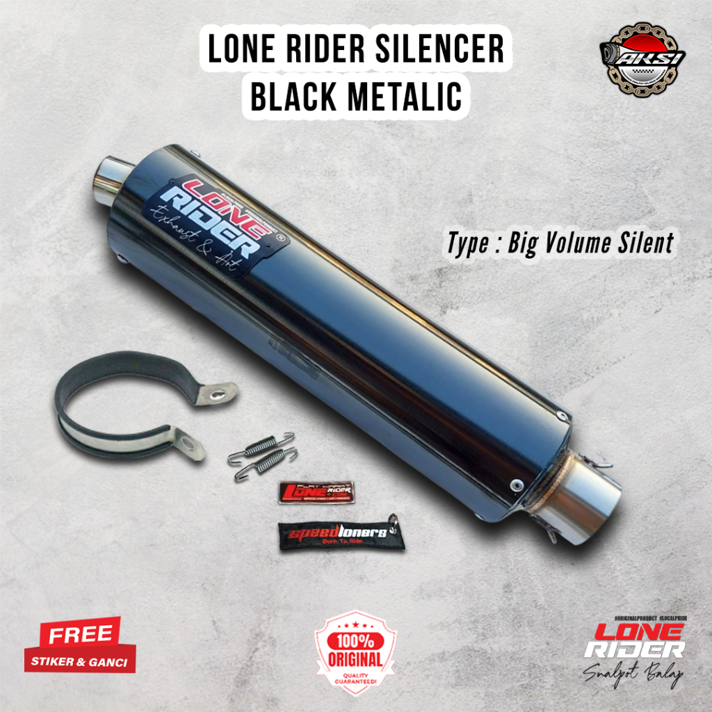 ORIGINAL LONE RIDER Silencer Big Volume Silent Black Metalic  - Knalpot Racing Lone Rider