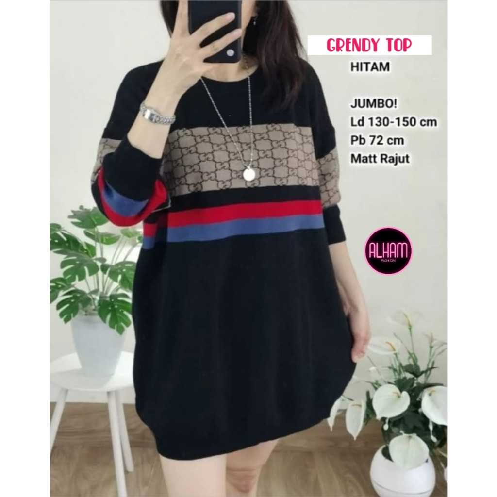 BLOUSE WANITA JUMBO LD 130 RAJUT IMPORT KOREAN STYLE KEKINIAN PAKAIAN WANITA BAJU ATASAN OVERSIZE LE