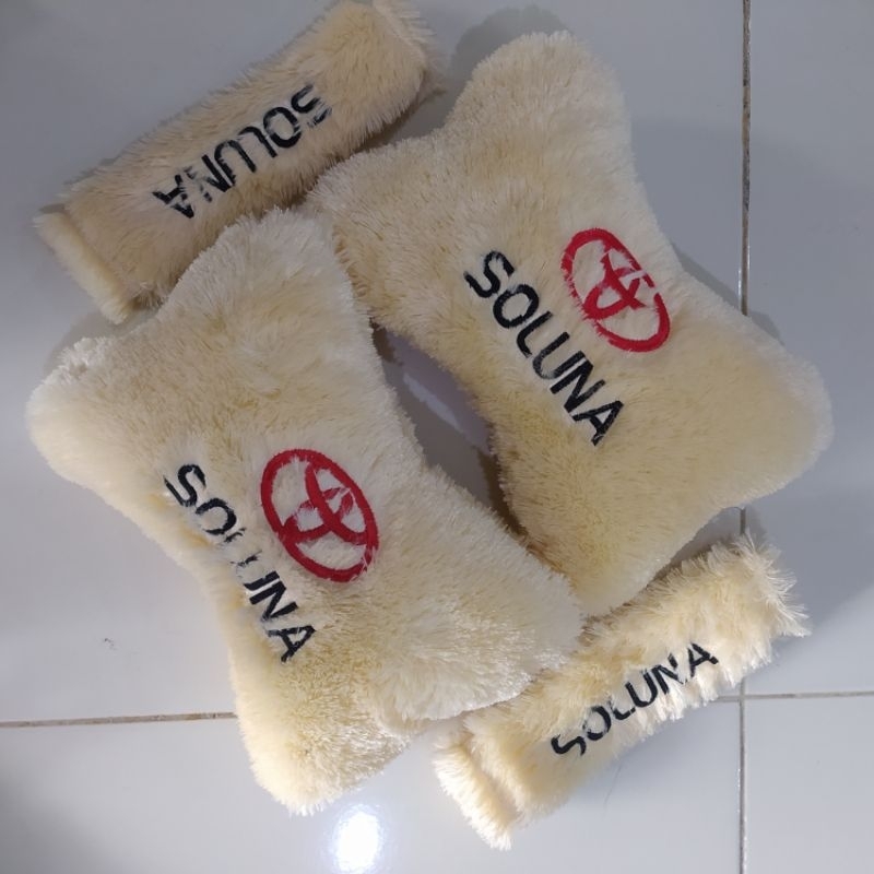 variasi interior mobil bantal mobil bantal leher bulu rasfur premium bordir toyota soluna