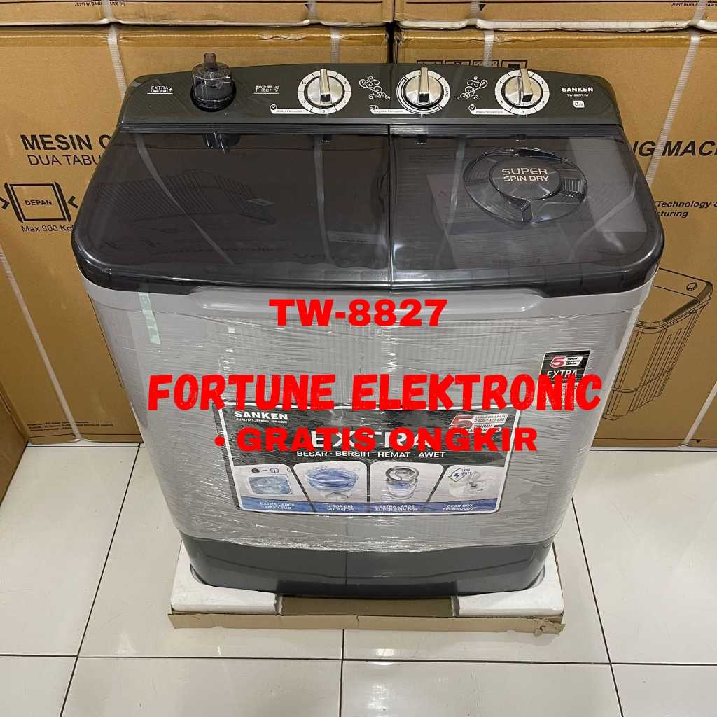 Mesin Cuci SANKEN 2 Tabung TW-8827 8Kg Low Watt