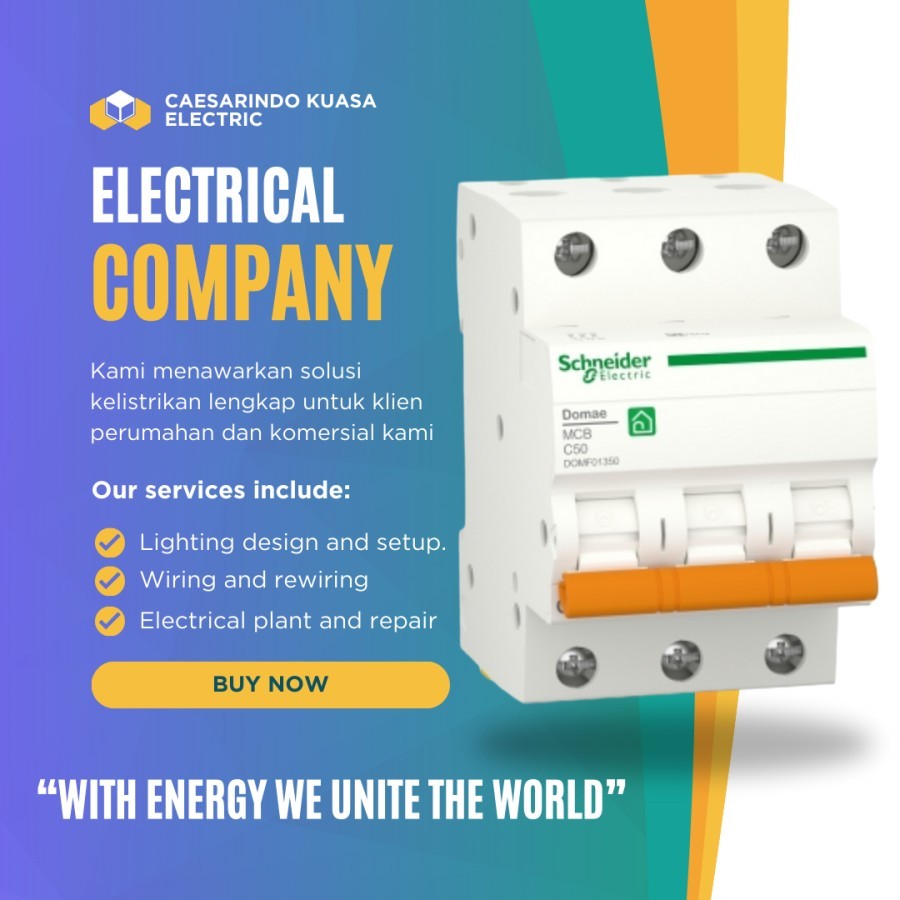 MCB 50A SCHNEIDER NEW DOMAE DOMF01350 50AMPER 3PAS 6KA 50AMPERE 3PHASE 3P 3POLE SNEIDER ELECTRIC LIS