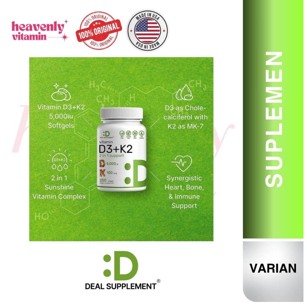 Gigikbunga Deal Supplement Vitamin D3 K2 2-1 Complex, Vitamin D3 5000 Iu & Vitamin K2 Mk7 - 180 &
