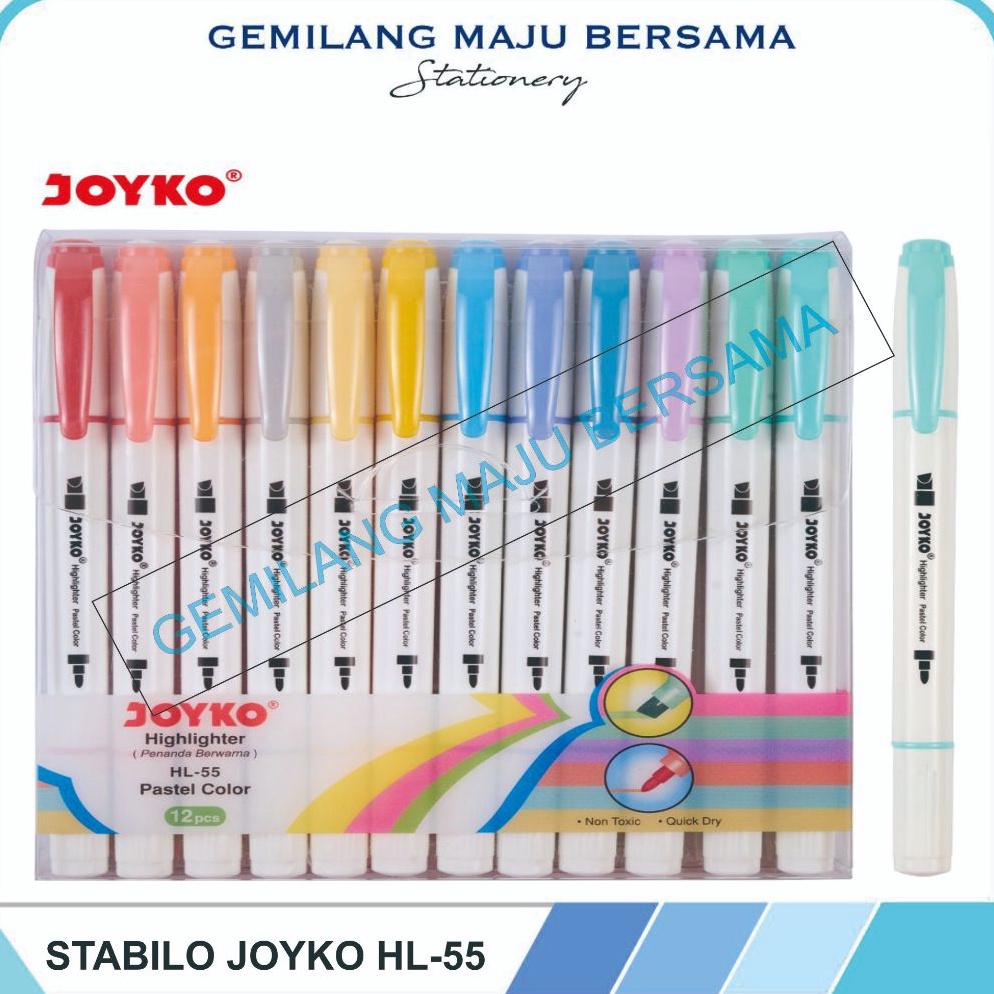 

KODE Y6O Highlighter Stabillo Penanda Joyko HL 55 Per Set Isi 12 PcsWarna
