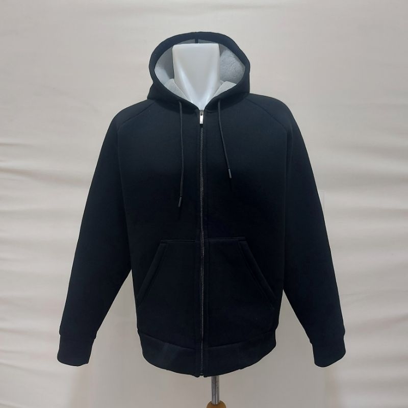 Zara Black Hoodie Sweatshirt Jacket Scuba Size L