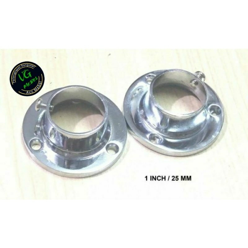 Bracket Pipa Bulat Topi 25 mm / Braket Penyangga Pipa Bulat 1" (Perpasang)