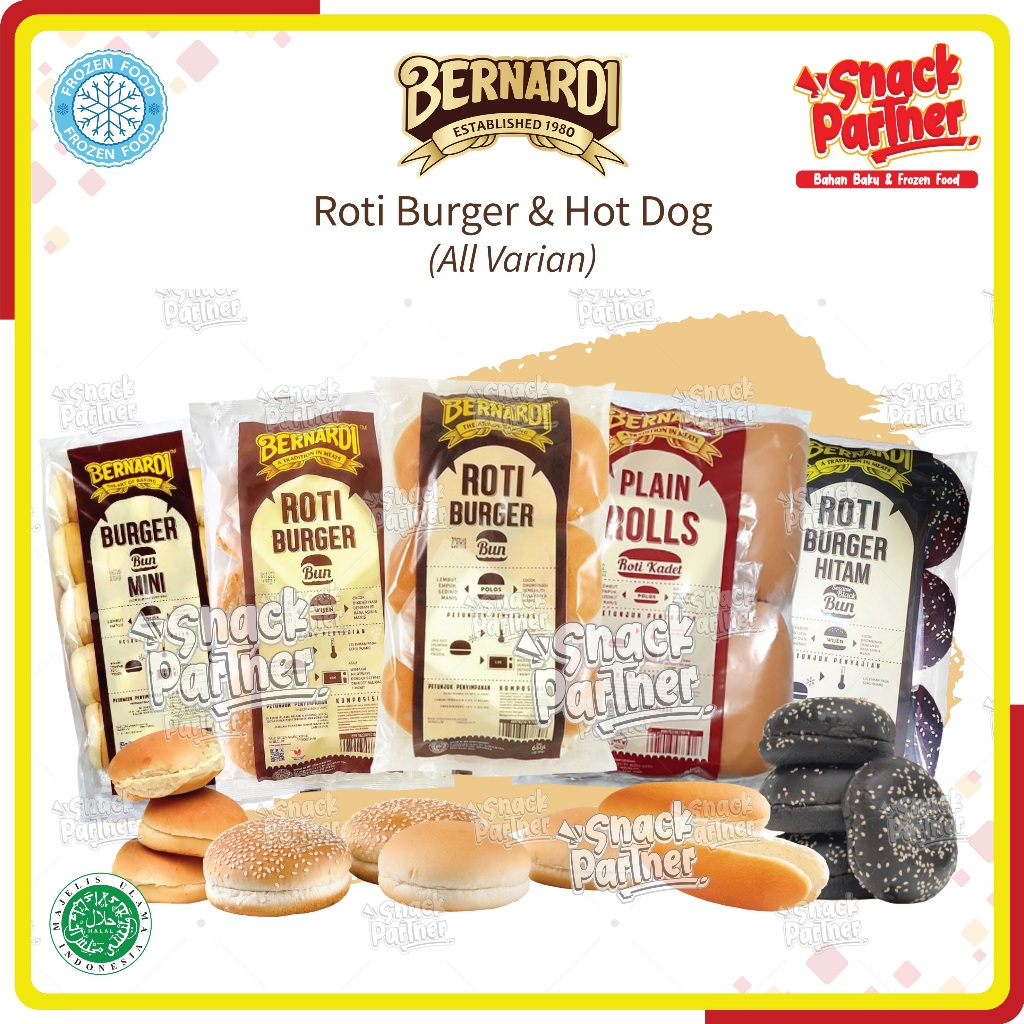 

ROTI BURGER BUN / HOTDOG- BERNARDI Polos Wijen Mini - 6 / 20 PCS | 300 / 500 GR - FROZEN FOOD Bread Hamburger Hot Dog Black Hitam