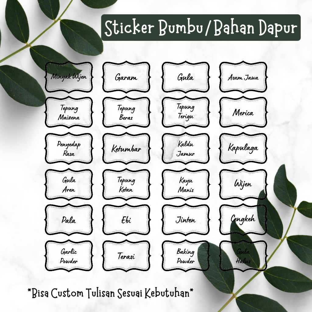 

STICKER LABEL BUMBU/BAHAN DAPUR WATERPROOF MURAH