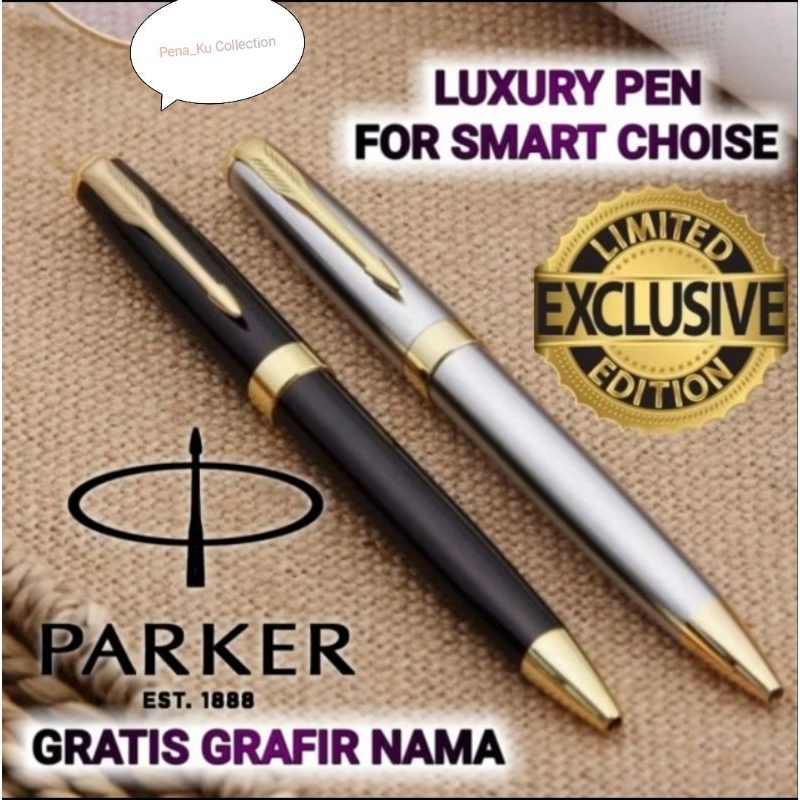 

Bulpoint Parker Mewah Luxury Color Black & Silver Free Box Exclusive & Custom Nama/Logo Stationery