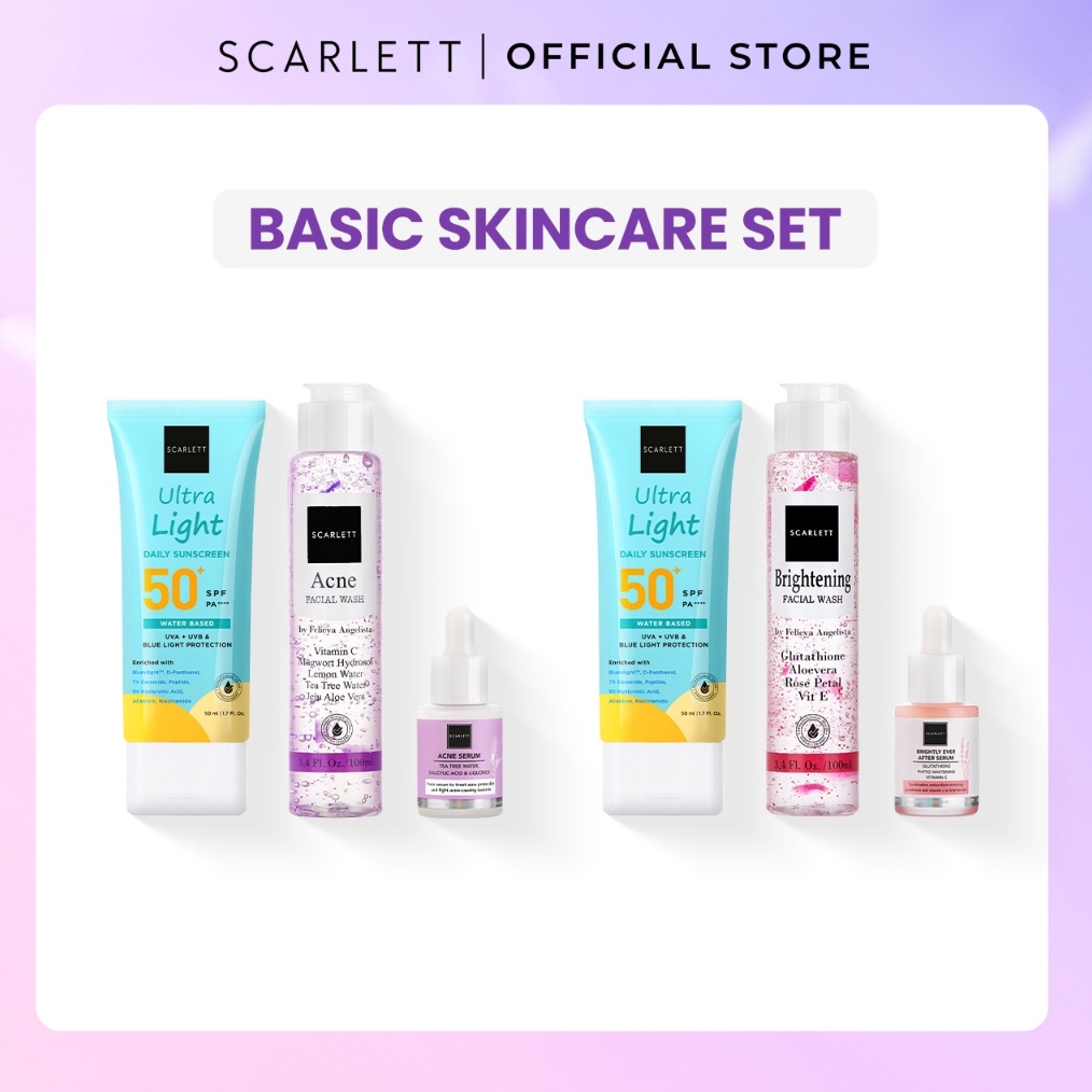 Scarlett Whitening Basic Skincare Set r U3E2