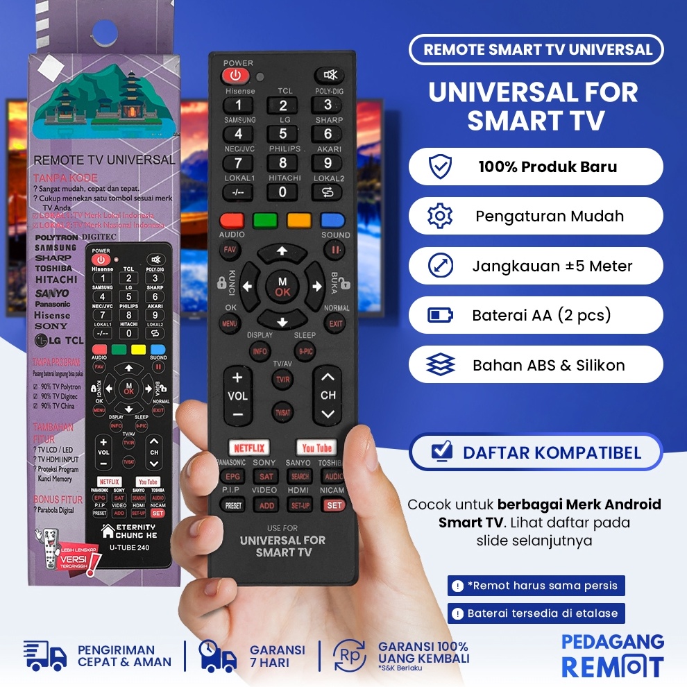 SPESIAL AWAL TAHUN Remot Remote TV Android Smart TV Tabung LCD LED Multi Universal Philips Daewoo To