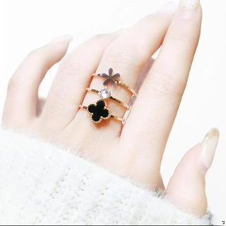 cincin lv titanium set isi 3 cincin wanita premium anti karat gaya fashion korea simple elegan