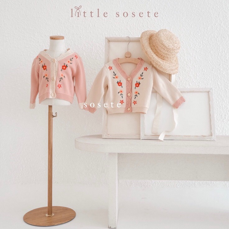 Harga Irit  Little Sosete  Vintage Floral Cardigan Baby  Sweater Baby Rajut Knit Cardigan Knit  Card