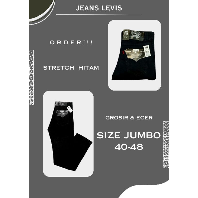 Celana Jeans Pria Stretch Hitam Jumbo