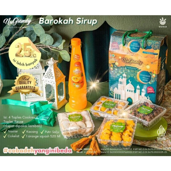 

SPECIAL PROMO nugrandy hempers lebaran 4 Toples Cookies 52 ML Sirup
