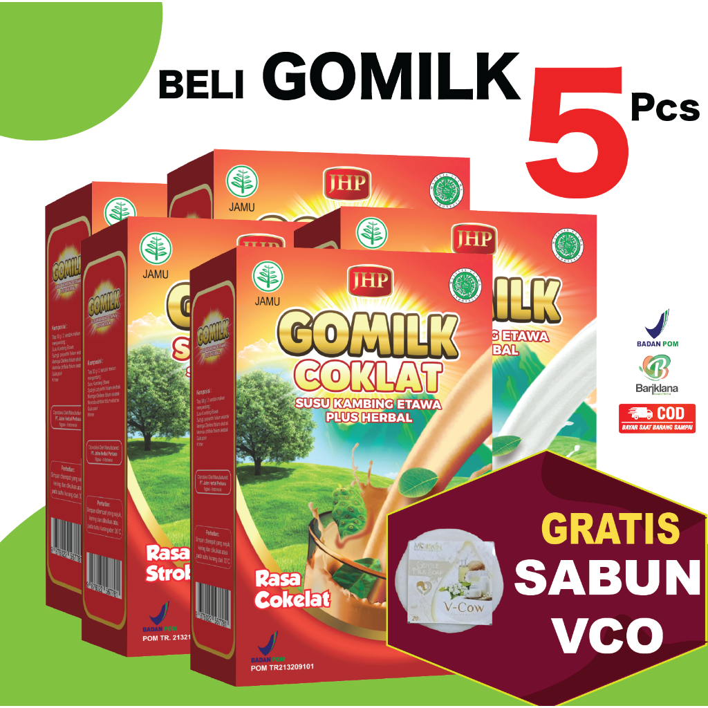 

[ BISA COD + GARANSI ] [ GRATIS SABUN VCO] Gomilk Susu Kambing Etawa Plus Herbal Penambah Nafsu Makan Netto 200 gr