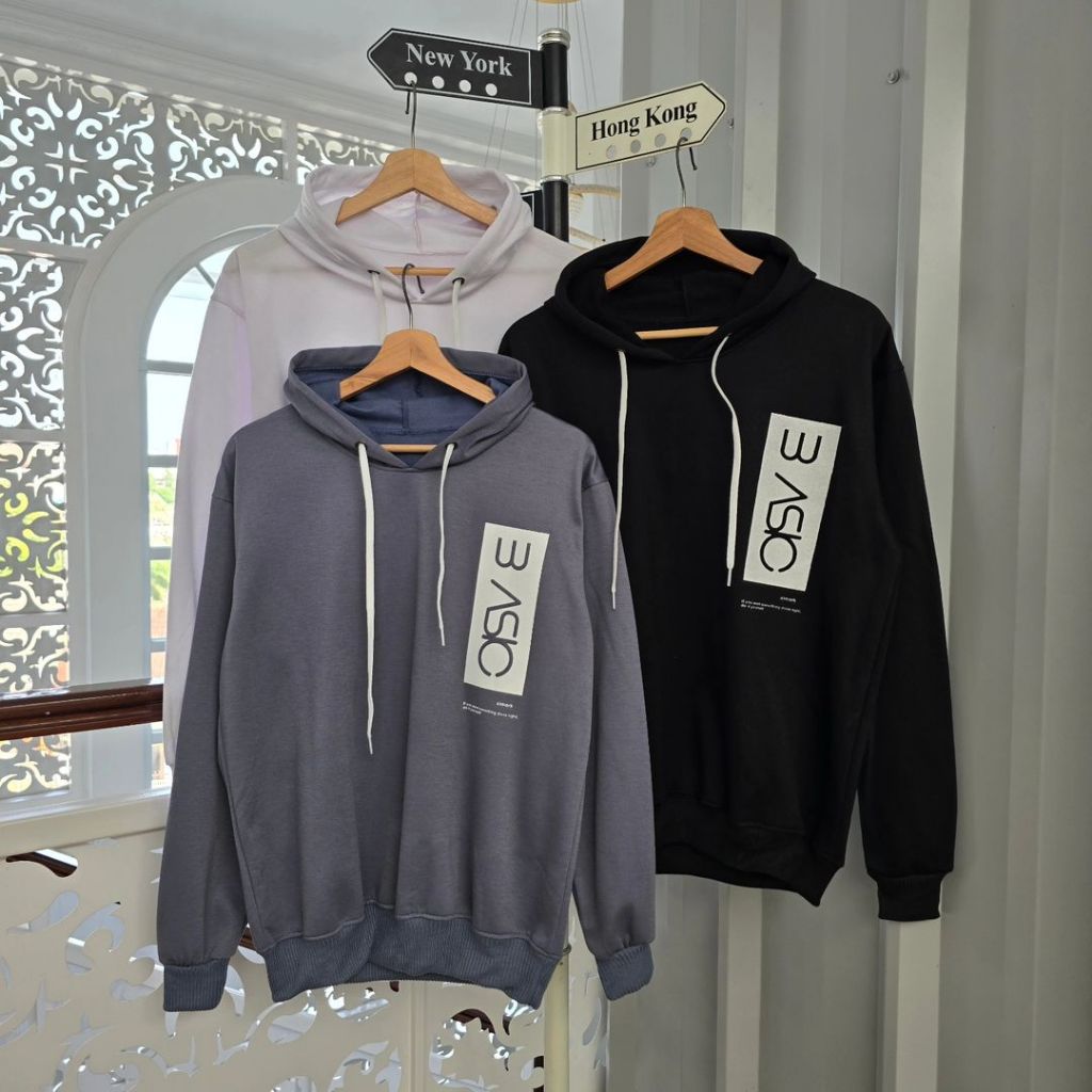 NOUSKA - XIMARK HOODIE  Sweater Wanita Pria Hoodie Cassual Warna Biru Hitam Putih Switer Cewek Cowok