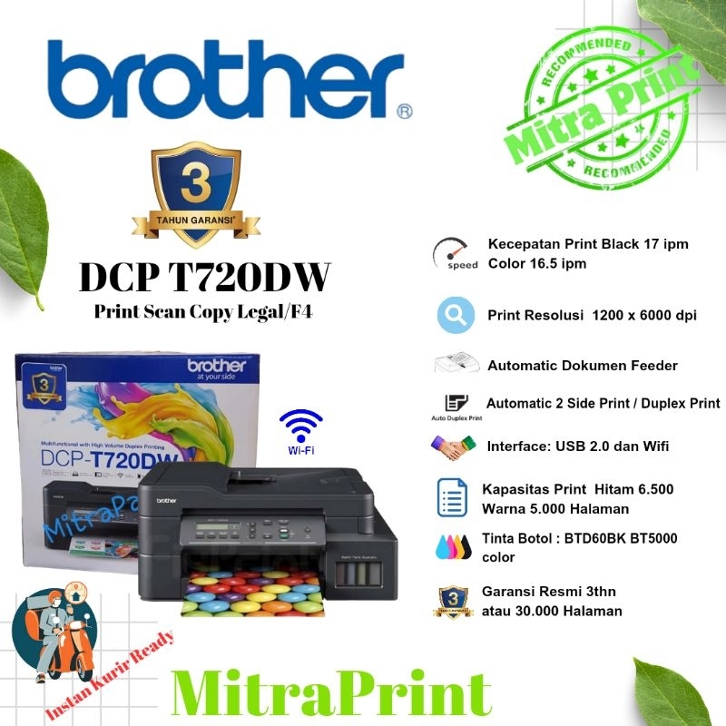 Printer Brother DCP-T720DW - Scan Copy F4/ Legal Print, Scan, Copy, Wifi, ADF