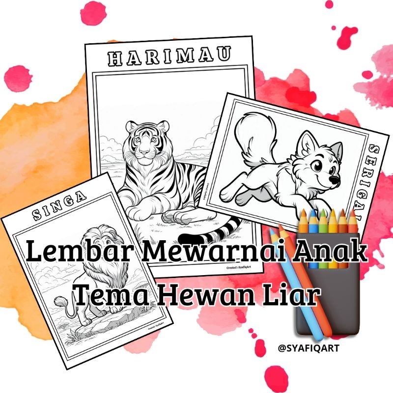 

Kertas Mewarnai Anak 10 Lembar F4 - Hewan Liar #01