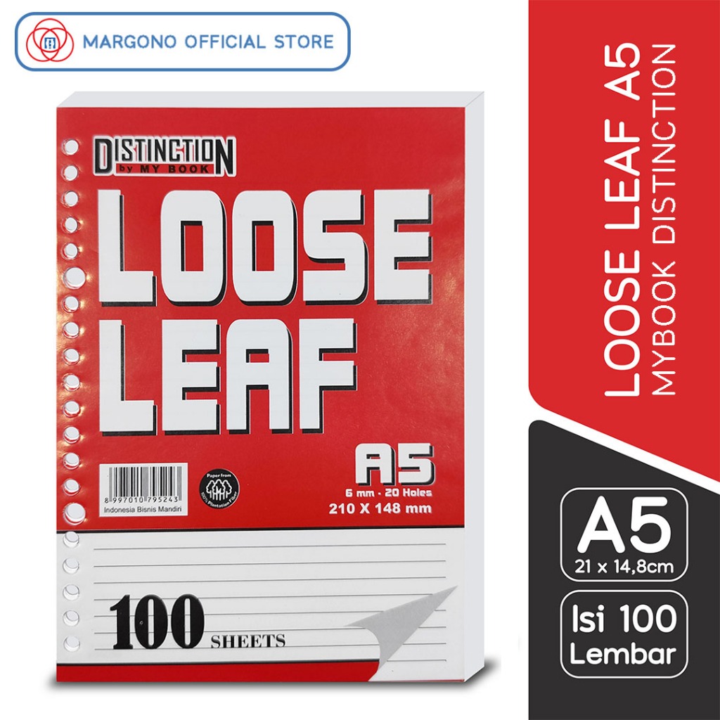 

My Book Distinction Loose Leaf Isi Binder A5 Garis - 100 Lembar 20 Holes