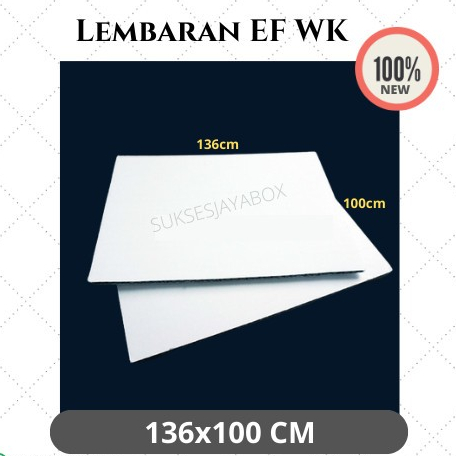 

Dus/Kardus/Box Lembaran Corrugated Putih WK E Flute 2mm uk.136x100cm