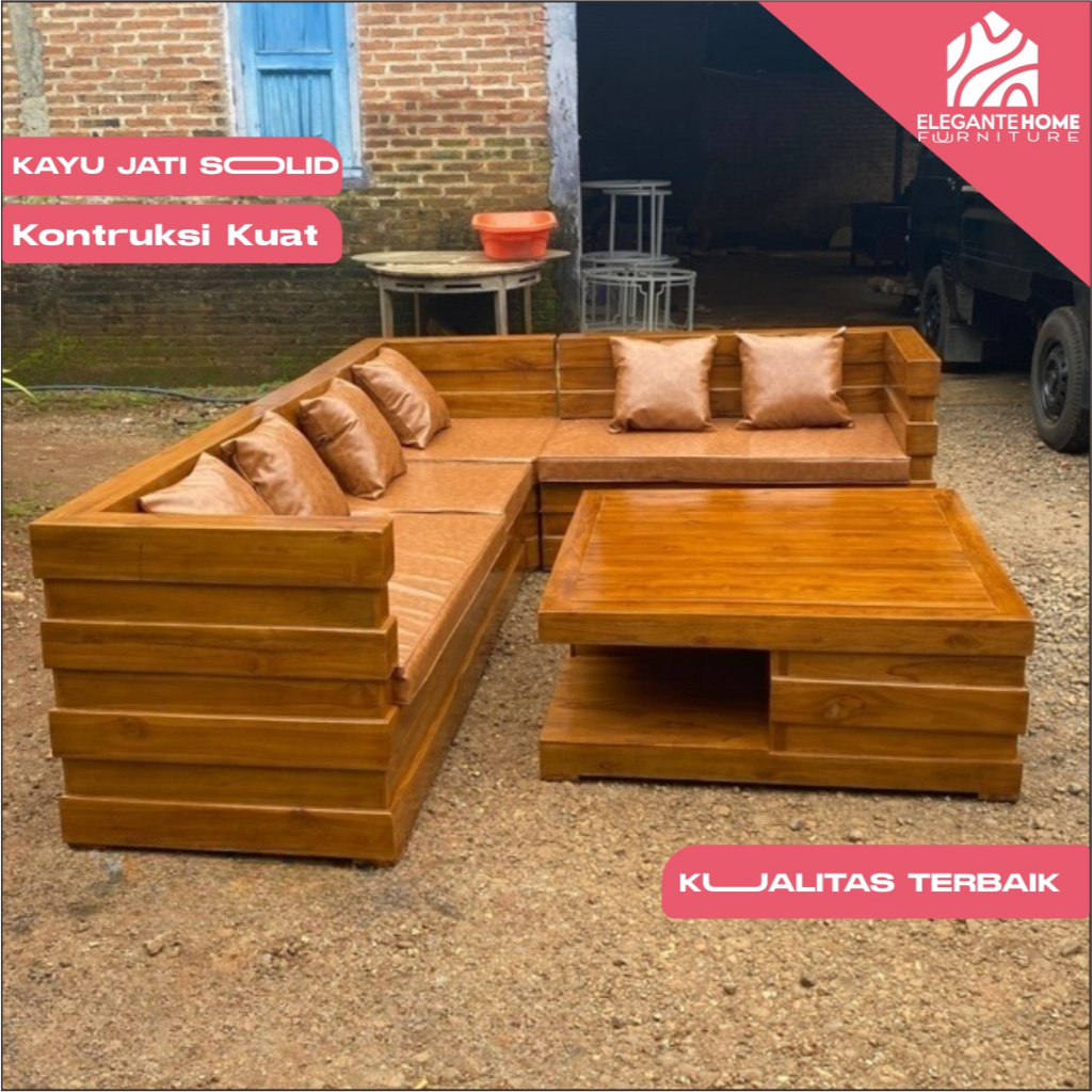 kursi ruang tamu sudut, kursi sudut tamu jati , kursi tamu sudut L, kursi sudut box, kursi tamu mini