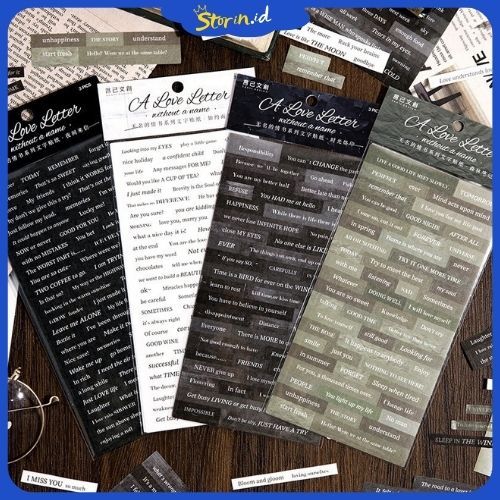 

STORIN - 3 Lembar/ Pack Quotes Word A Love Letter Sticker Scrapbook Deco Stiker