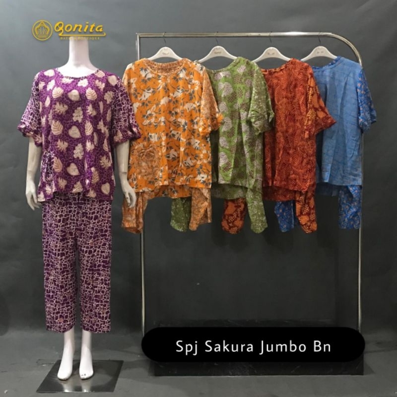 Qonita Batik Setelan Celana Jumbo (Ld 130 cm)SPJ Sakura BN
