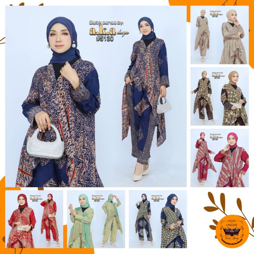 5130 Setelan Celana Kulot Batik Payet Baby Semi Sutra Viscose Premium A.K.A Design