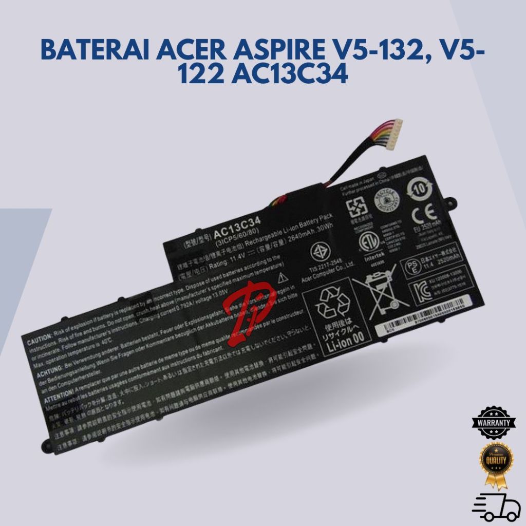 Baterai Acer Aspire V5-132, V5-122 AC13C34 Original