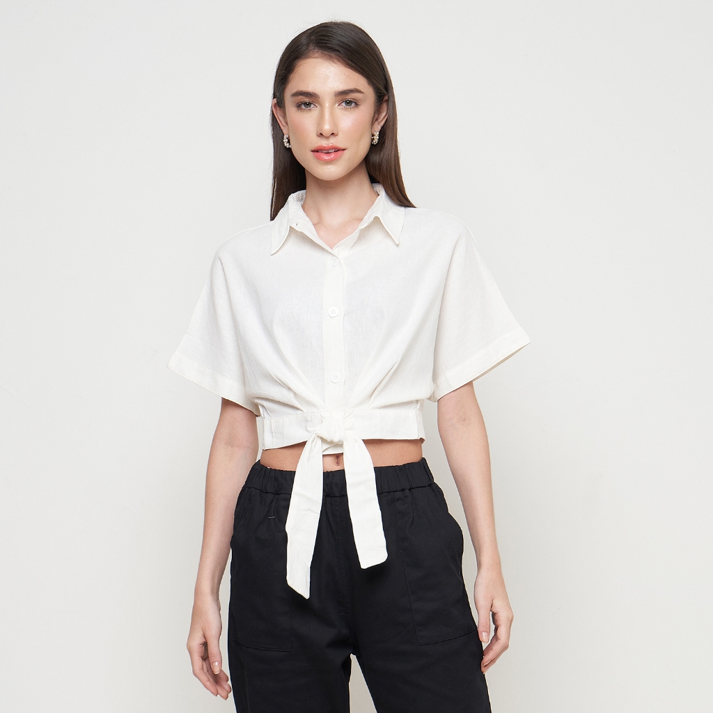 Seutail Cemile Top Wanita Stylish Croptop Linen - 010409