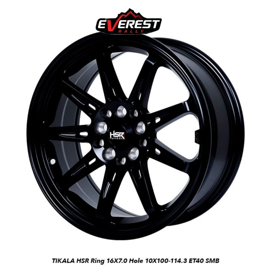 VELG RACING HSR TIKALA RING 16 LEBAR 7 BAUT 5X100 DAN 5X114 WARNA HITAM UNTUK MOBIL XPANDER, ERTIGA