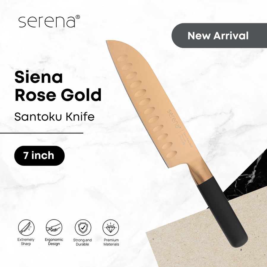 Pisau Dapur / Santoku Knife Premium Titanium 7 inch - Serena Sienna Rose Gold
